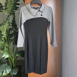 Homeyee Black And Grey Midi Dress Womens Small, Size 4